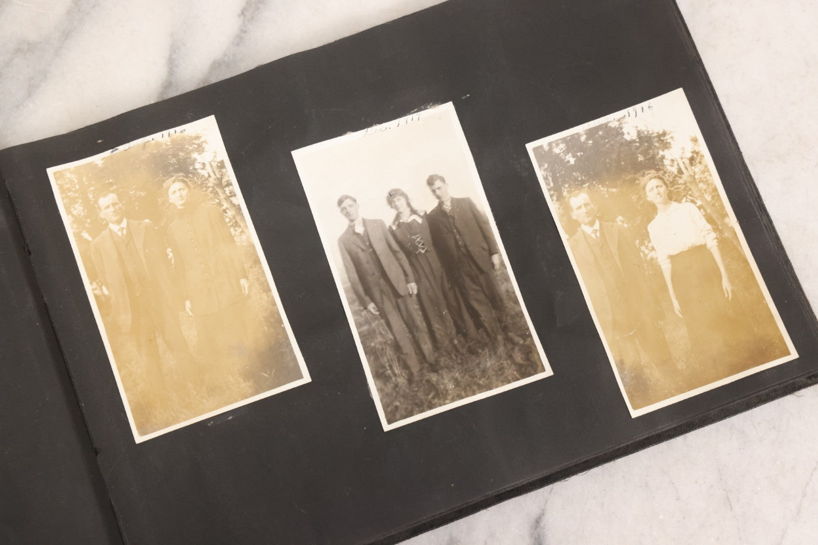 Lot 097 - Antique Snapshot Photograph Album With 225+ Photos Of Rural Life In Kansas, Including Adventuring Teenage Girls, Croft Schoolchildren, Wwi Soldiers, And Burning Of Croft Depot, Circa 1910–1920