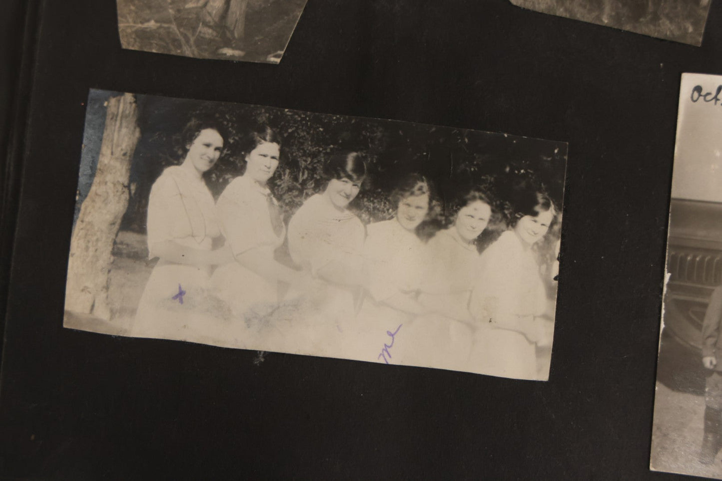 Lot 097 - Antique Snapshot Photograph Album With 225+ Photos Of Rural Life In Kansas, Including Adventuring Teenage Girls, Croft Schoolchildren, Wwi Soldiers, And Burning Of Croft Depot, Circa 1910–1920