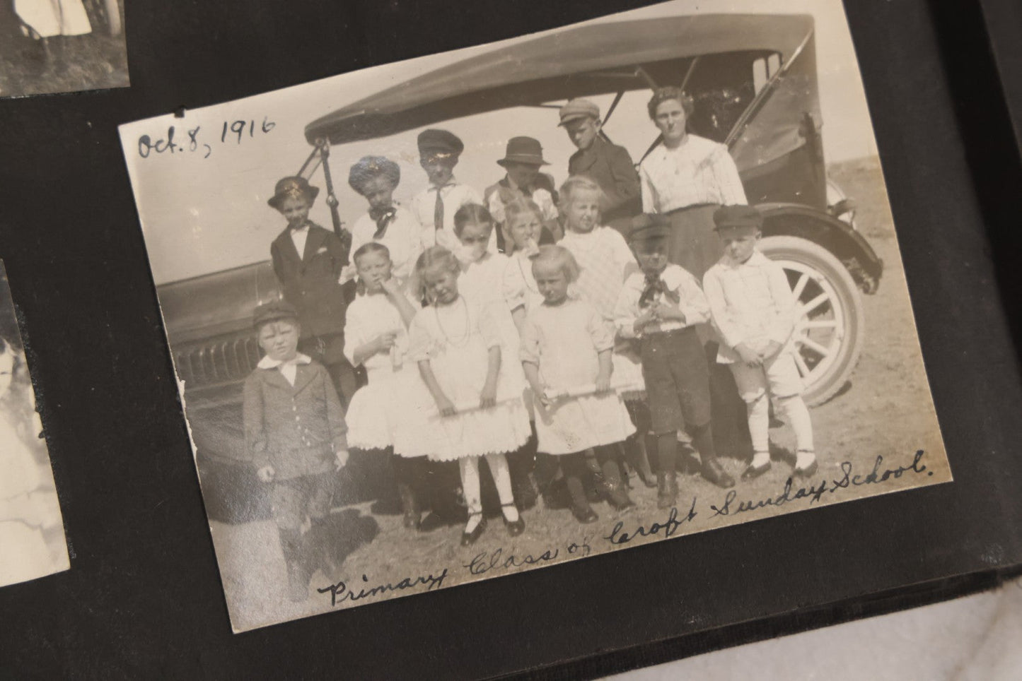 Lot 097 - Antique Snapshot Photograph Album With 225+ Photos Of Rural Life In Kansas, Including Adventuring Teenage Girls, Croft Schoolchildren, Wwi Soldiers, And Burning Of Croft Depot, Circa 1910–1920