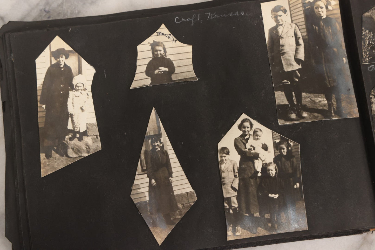 Lot 097 - Antique Snapshot Photograph Album With 225+ Photos Of Rural Life In Kansas, Including Adventuring Teenage Girls, Croft Schoolchildren, Wwi Soldiers, And Burning Of Croft Depot, Circa 1910–1920