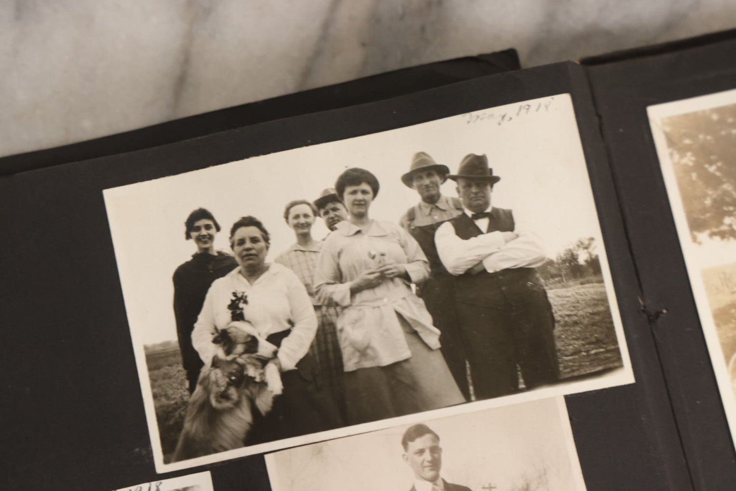 Lot 097 - Antique Snapshot Photograph Album With 225+ Photos Of Rural Life In Kansas, Including Adventuring Teenage Girls, Croft Schoolchildren, Wwi Soldiers, And Burning Of Croft Depot, Circa 1910–1920