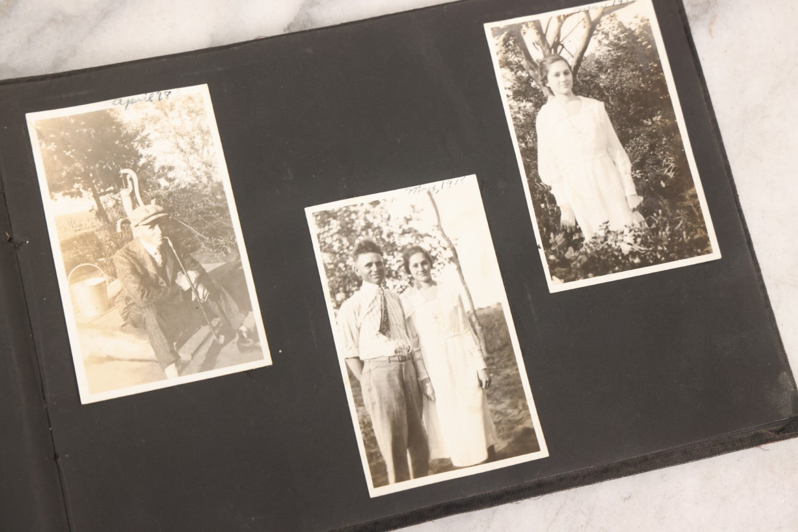 Lot 097 - Antique Snapshot Photograph Album With 225+ Photos Of Rural Life In Kansas, Including Adventuring Teenage Girls, Croft Schoolchildren, Wwi Soldiers, And Burning Of Croft Depot, Circa 1910–1920