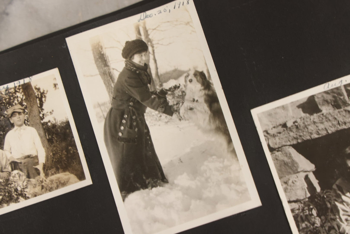 Lot 097 - Antique Snapshot Photograph Album With 225+ Photos Of Rural Life In Kansas, Including Adventuring Teenage Girls, Croft Schoolchildren, Wwi Soldiers, And Burning Of Croft Depot, Circa 1910–1920