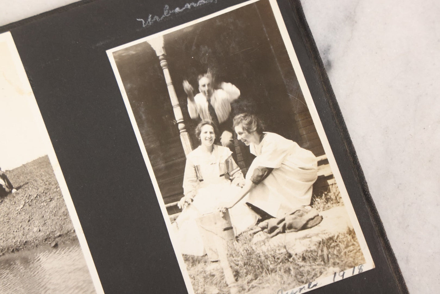 Lot 097 - Antique Snapshot Photograph Album With 225+ Photos Of Rural Life In Kansas, Including Adventuring Teenage Girls, Croft Schoolchildren, Wwi Soldiers, And Burning Of Croft Depot, Circa 1910–1920