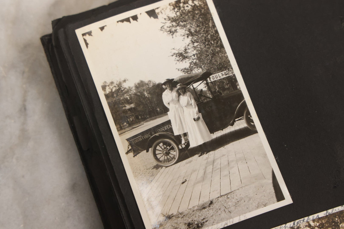 Lot 097 - Antique Snapshot Photograph Album With 225+ Photos Of Rural Life In Kansas, Including Adventuring Teenage Girls, Croft Schoolchildren, Wwi Soldiers, And Burning Of Croft Depot, Circa 1910–1920