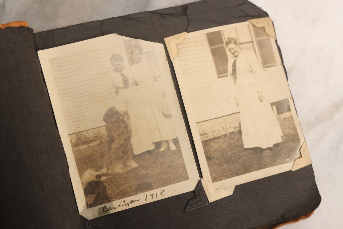 Lot 098 - Antique Snapshot Photograph Album With Leather Souvenir Cover From St. Petersburg, Florida, Containing 75+ Family Photos From New Hampshire And Vermont, Including World War One Soldier, Circa 1920s–1930s