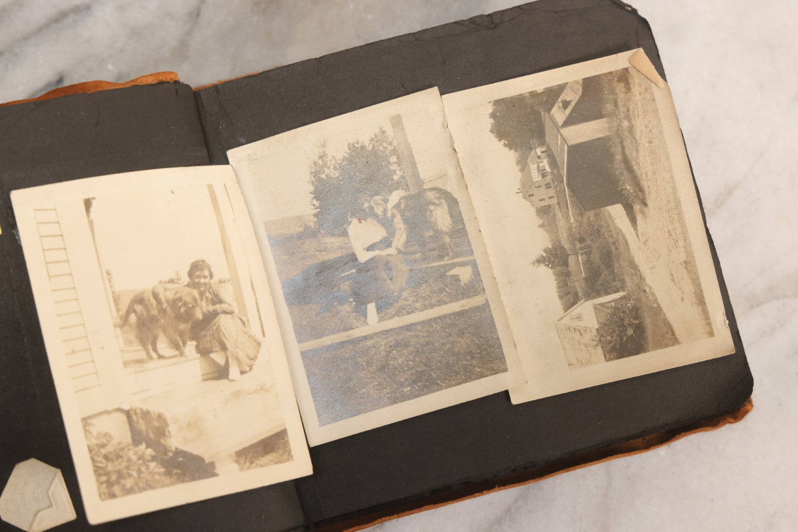 Lot 098 - Antique Snapshot Photograph Album With Leather Souvenir Cover From St. Petersburg, Florida, Containing 75+ Family Photos From New Hampshire And Vermont, Including World War One Soldier, Circa 1920s–1930s