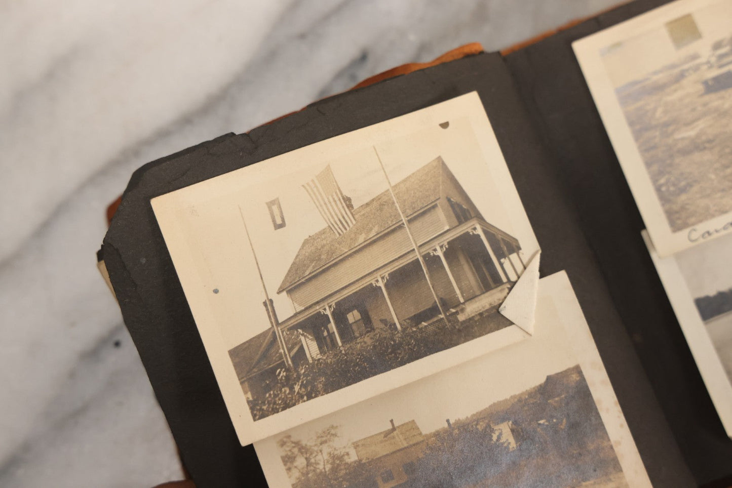 Lot 098 - Antique Snapshot Photograph Album With Leather Souvenir Cover From St. Petersburg, Florida, Containing 75+ Family Photos From New Hampshire And Vermont, Including World War One Soldier, Circa 1920s–1930s