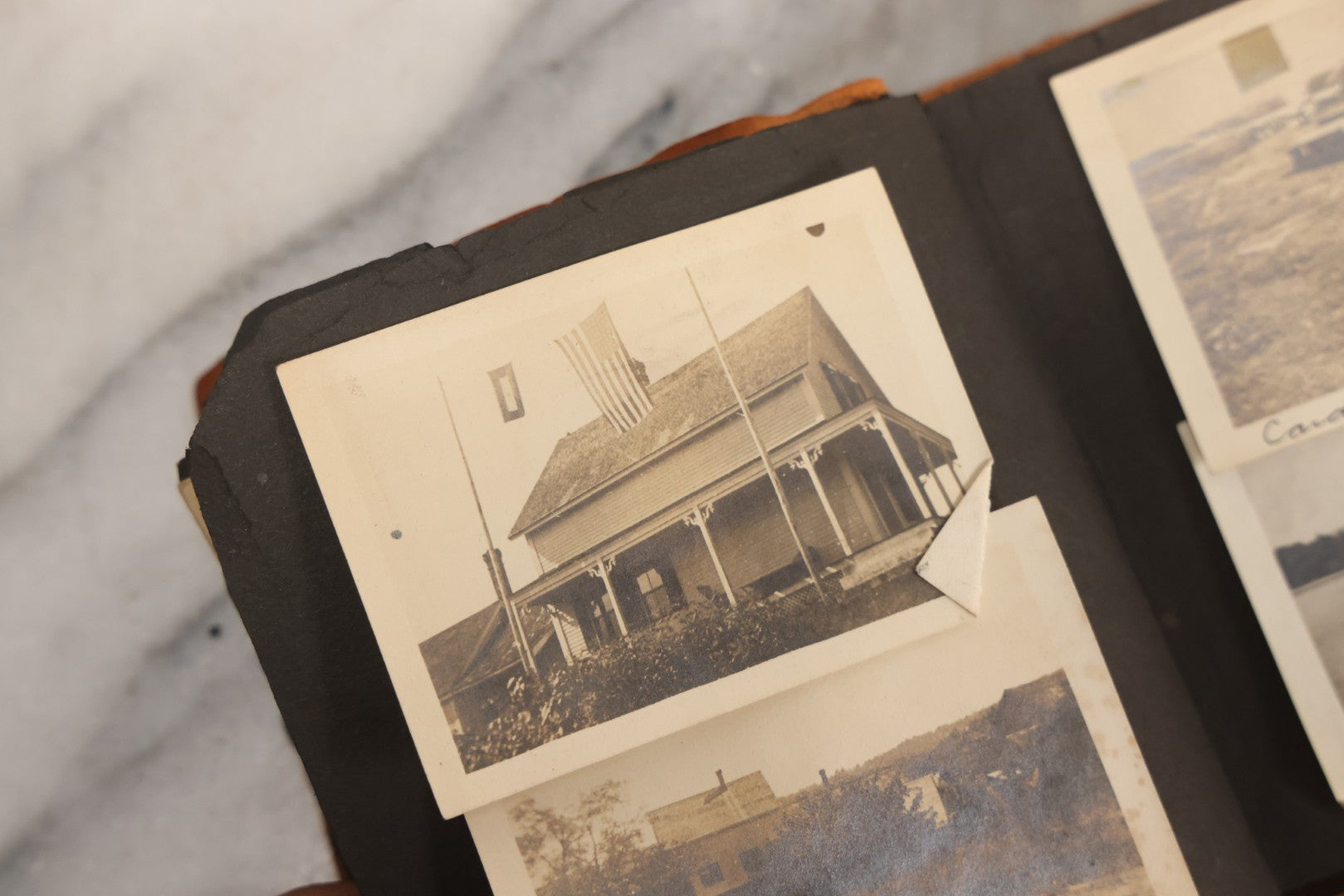 Lot 098 - Antique Snapshot Photograph Album With Leather Souvenir Cover From St. Petersburg, Florida, Containing 75+ Family Photos From New Hampshire And Vermont, Including World War One Soldier, Circa 1920s–1930s