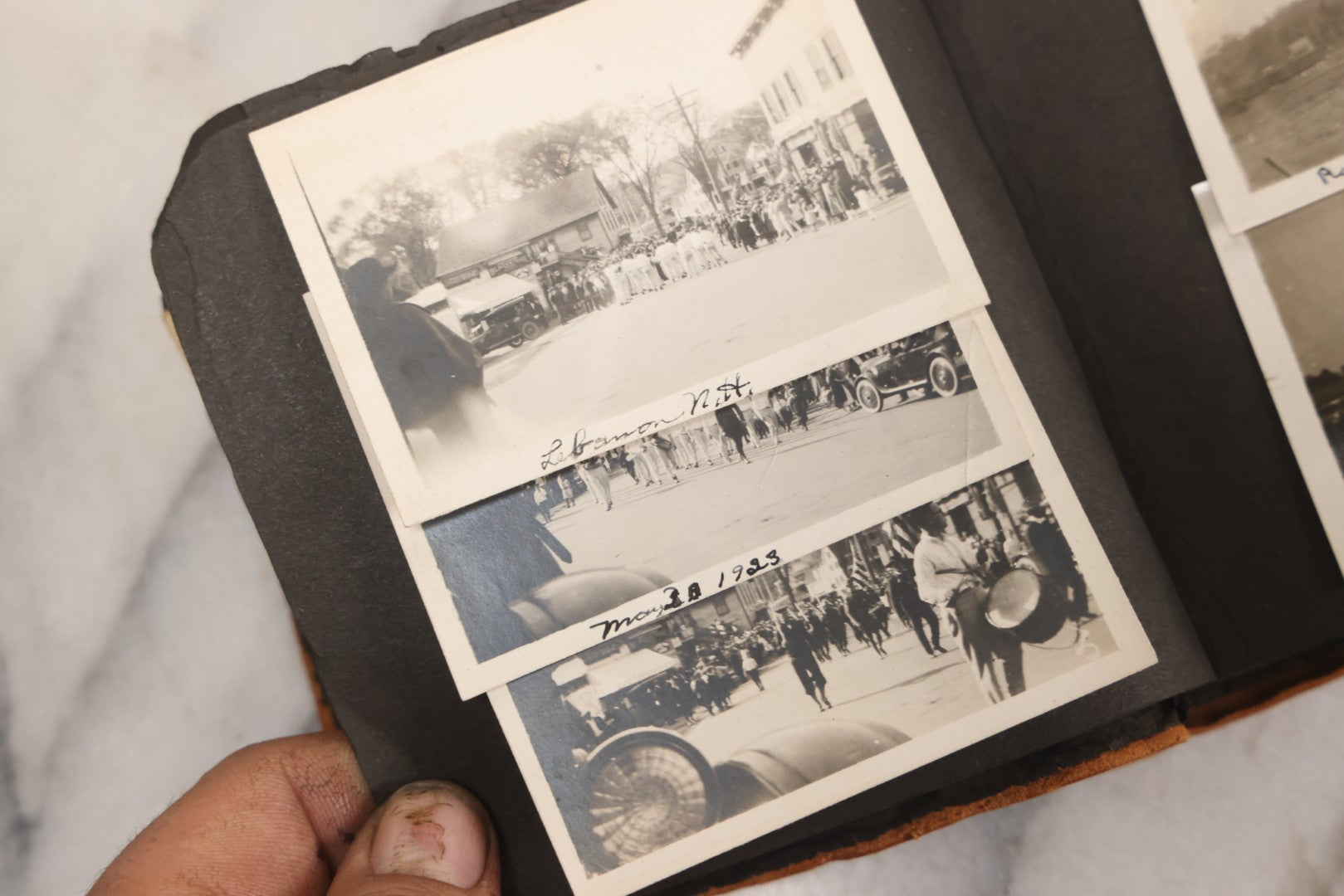 Lot 098 - Antique Snapshot Photograph Album With Leather Souvenir Cover From St. Petersburg, Florida, Containing 75+ Family Photos From New Hampshire And Vermont, Including World War One Soldier, Circa 1920s–1930s