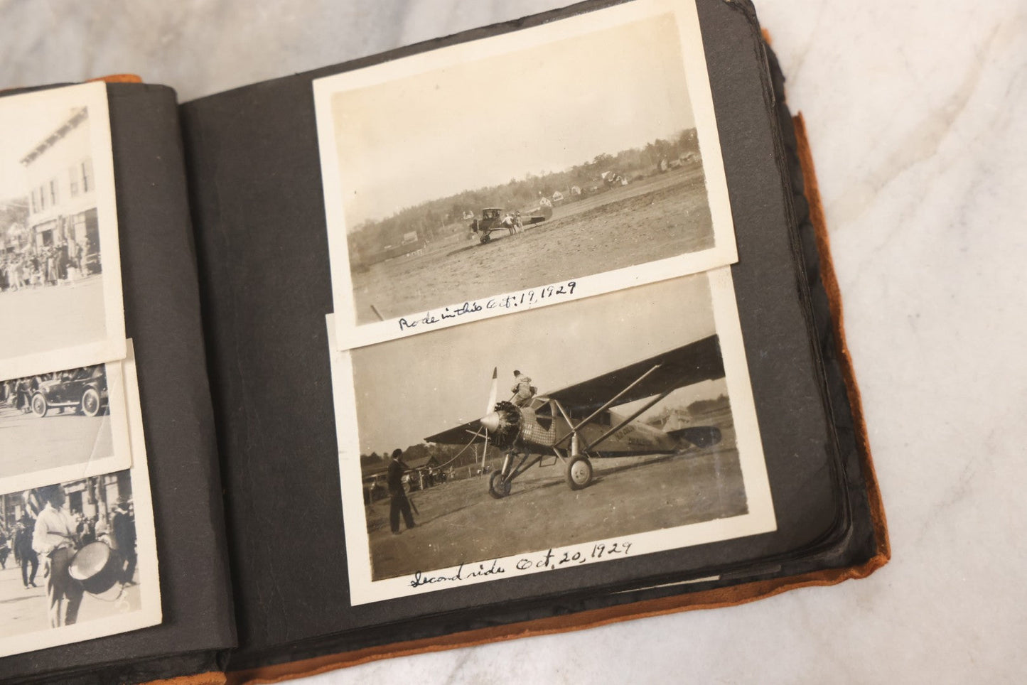 Lot 098 - Antique Snapshot Photograph Album With Leather Souvenir Cover From St. Petersburg, Florida, Containing 75+ Family Photos From New Hampshire And Vermont, Including World War One Soldier, Circa 1920s–1930s