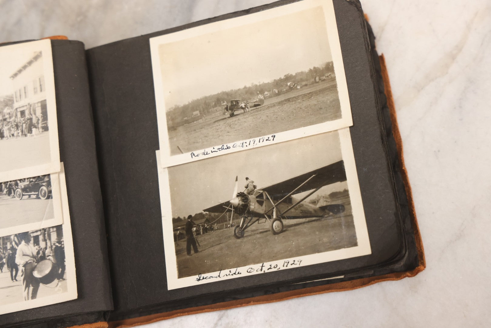 Lot 098 - Antique Snapshot Photograph Album With Leather Souvenir Cover From St. Petersburg, Florida, Containing 75+ Family Photos From New Hampshire And Vermont, Including World War One Soldier, Circa 1920s–1930s