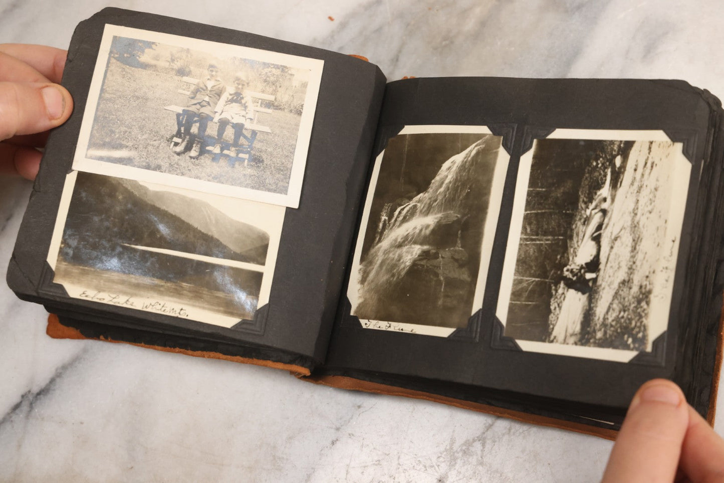 Lot 098 - Antique Snapshot Photograph Album With Leather Souvenir Cover From St. Petersburg, Florida, Containing 75+ Family Photos From New Hampshire And Vermont, Including World War One Soldier, Circa 1920s–1930s