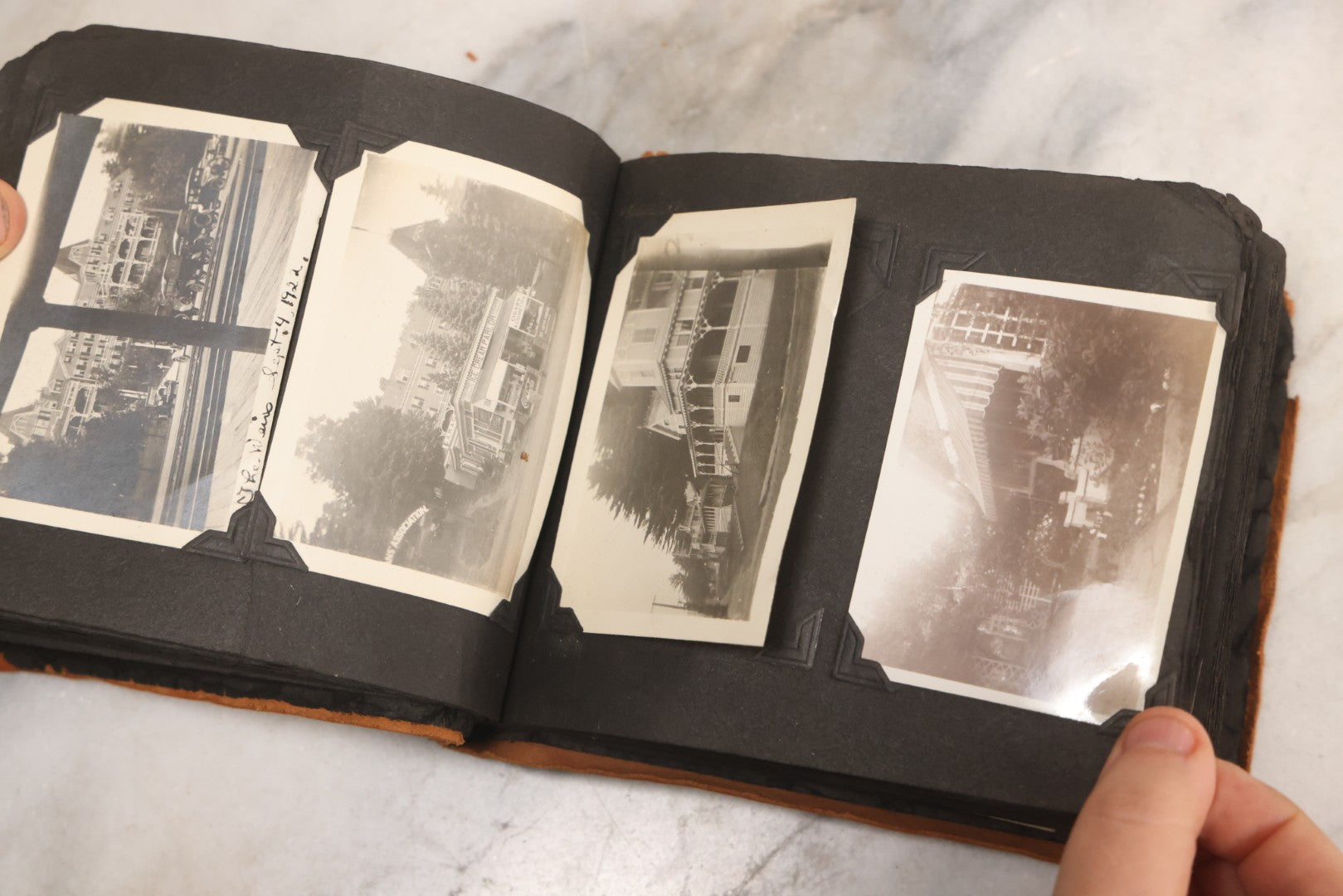 Lot 098 - Antique Snapshot Photograph Album With Leather Souvenir Cover From St. Petersburg, Florida, Containing 75+ Family Photos From New Hampshire And Vermont, Including World War One Soldier, Circa 1920s–1930s
