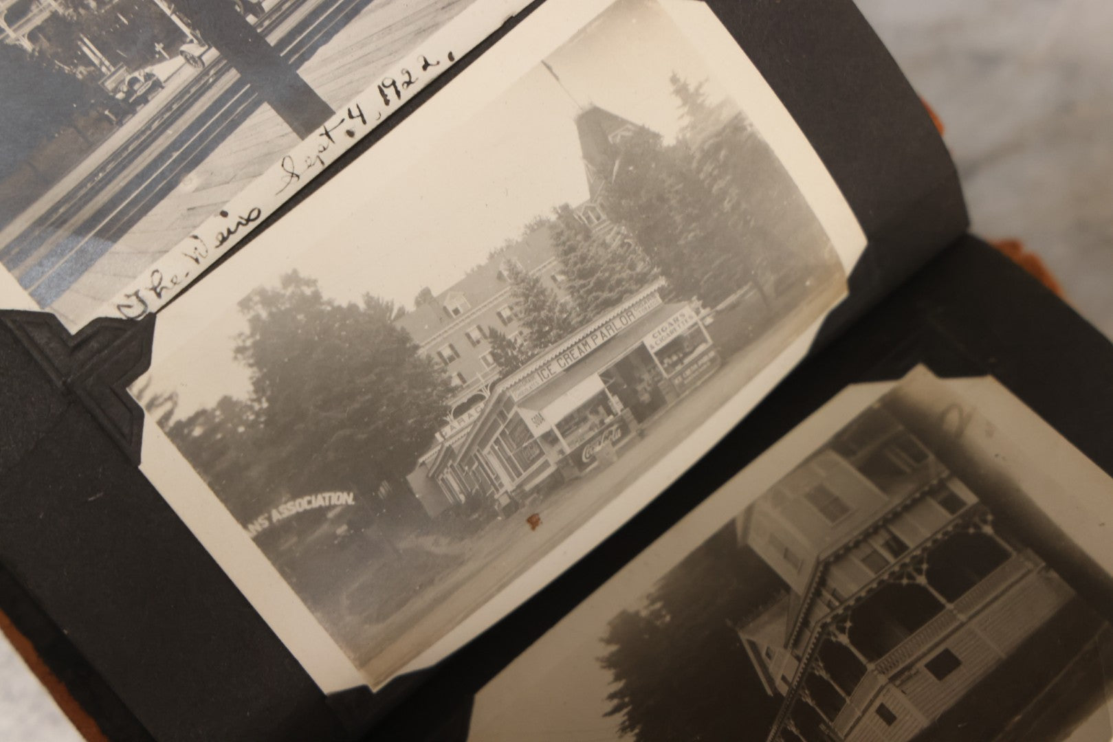Lot 098 - Antique Snapshot Photograph Album With Leather Souvenir Cover From St. Petersburg, Florida, Containing 75+ Family Photos From New Hampshire And Vermont, Including World War One Soldier, Circa 1920s–1930s