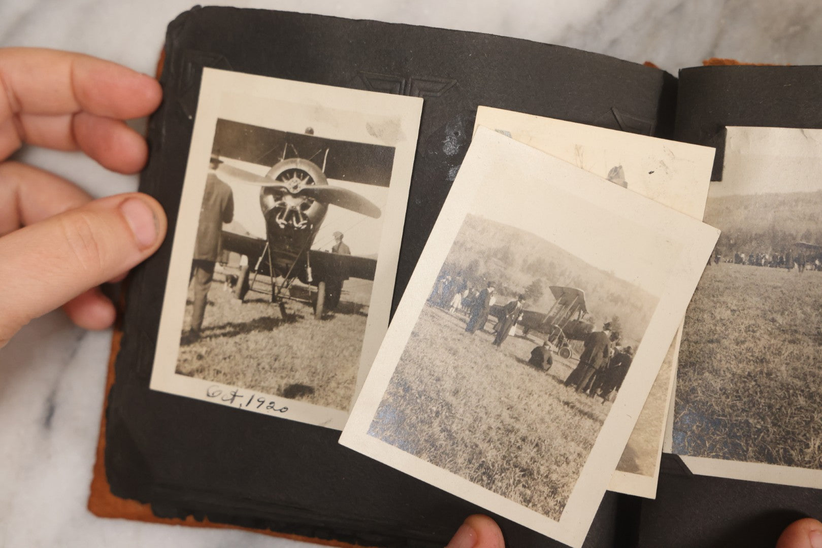 Lot 098 - Antique Snapshot Photograph Album With Leather Souvenir Cover From St. Petersburg, Florida, Containing 75+ Family Photos From New Hampshire And Vermont, Including World War One Soldier, Circa 1920s–1930s