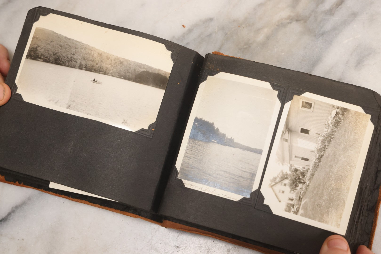 Lot 098 - Antique Snapshot Photograph Album With Leather Souvenir Cover From St. Petersburg, Florida, Containing 75+ Family Photos From New Hampshire And Vermont, Including World War One Soldier, Circa 1920s–1930s