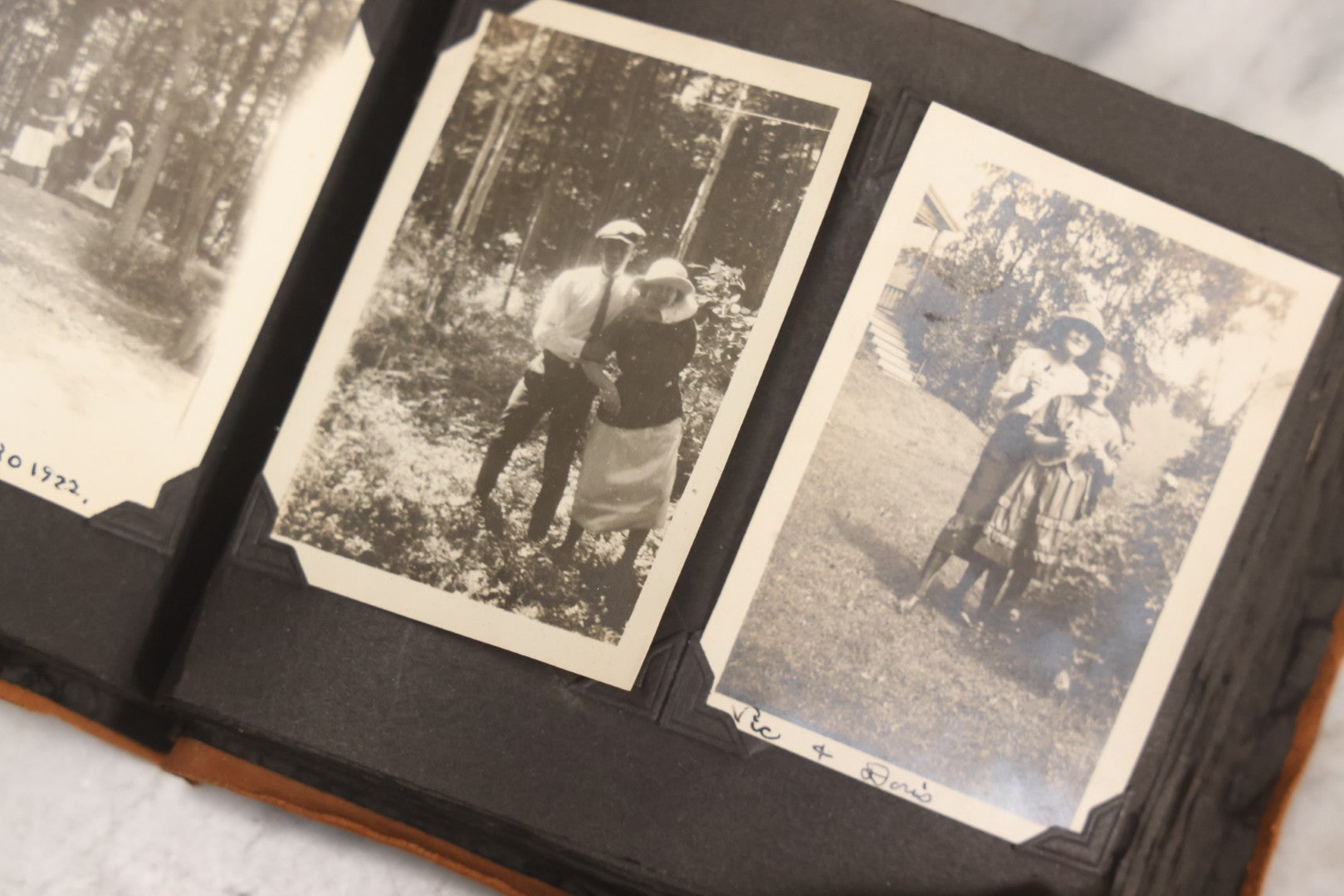 Lot 098 - Antique Snapshot Photograph Album With Leather Souvenir Cover From St. Petersburg, Florida, Containing 75+ Family Photos From New Hampshire And Vermont, Including World War One Soldier, Circa 1920s–1930s