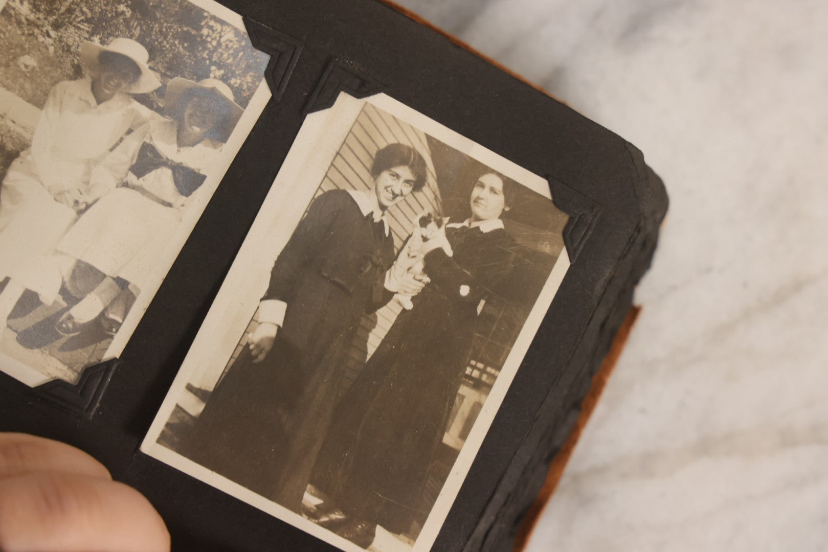 Lot 098 - Antique Snapshot Photograph Album With Leather Souvenir Cover From St. Petersburg, Florida, Containing 75+ Family Photos From New Hampshire And Vermont, Including World War One Soldier, Circa 1920s–1930s