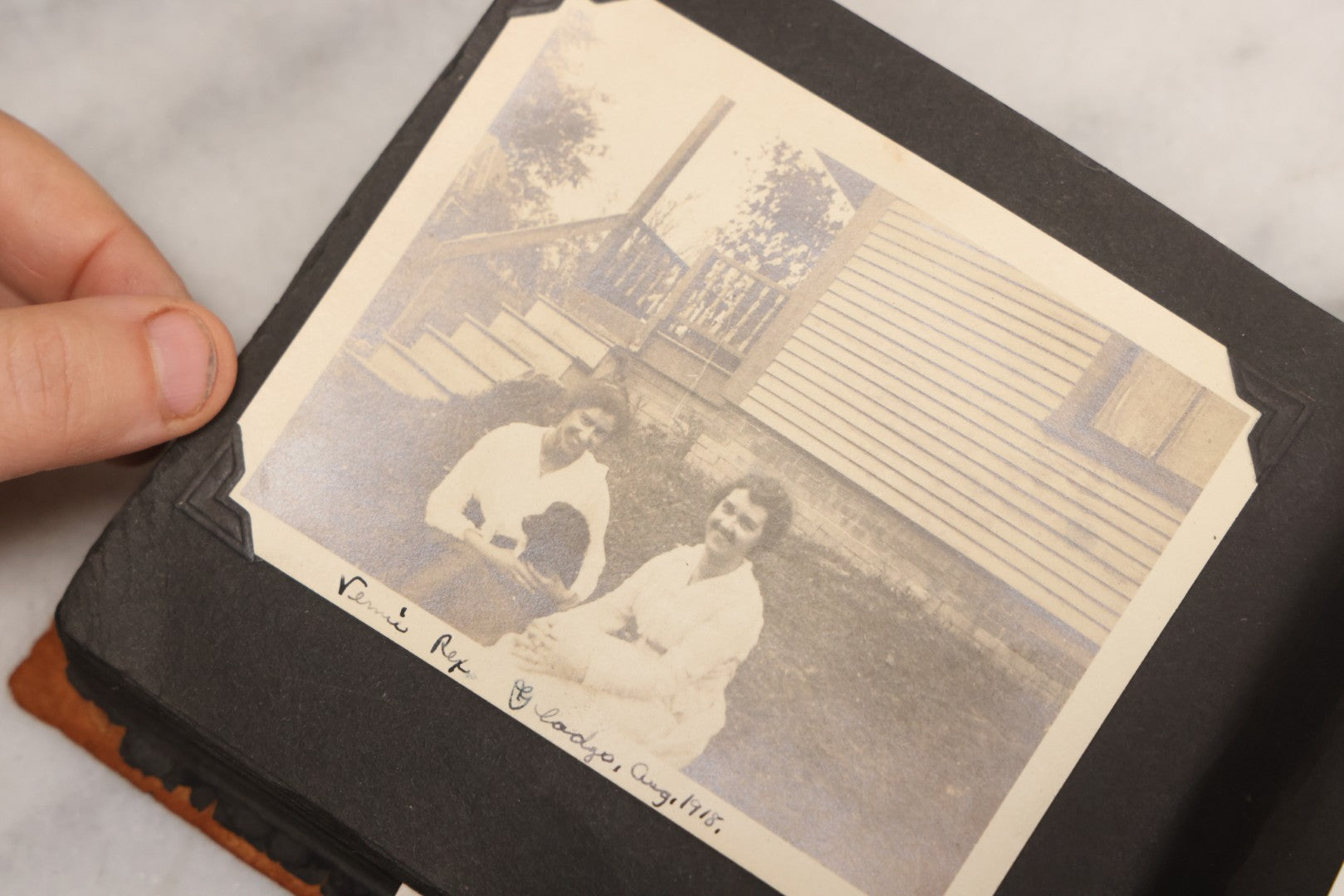 Lot 098 - Antique Snapshot Photograph Album With Leather Souvenir Cover From St. Petersburg, Florida, Containing 75+ Family Photos From New Hampshire And Vermont, Including World War One Soldier, Circa 1920s–1930s