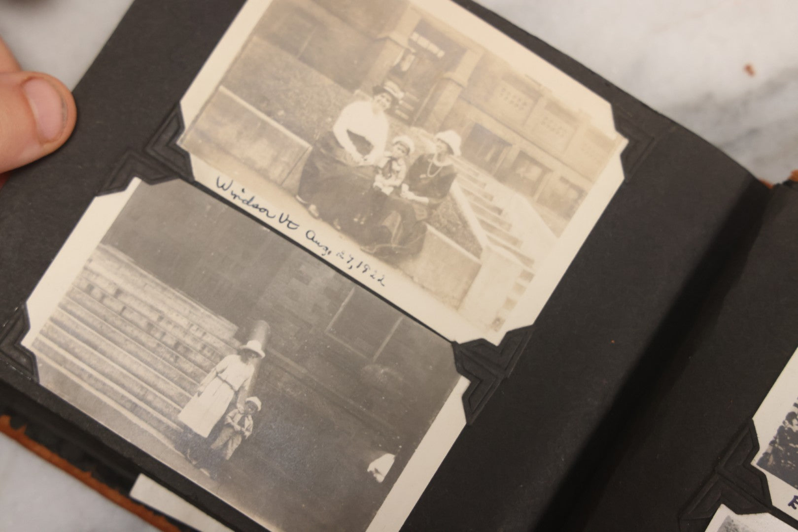 Lot 098 - Antique Snapshot Photograph Album With Leather Souvenir Cover From St. Petersburg, Florida, Containing 75+ Family Photos From New Hampshire And Vermont, Including World War One Soldier, Circa 1920s–1930s