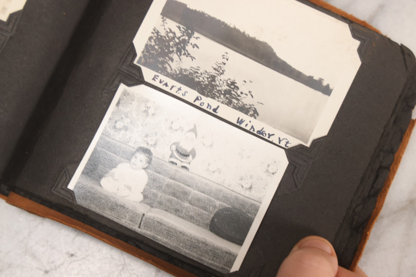 Lot 098 - Antique Snapshot Photograph Album With Leather Souvenir Cover From St. Petersburg, Florida, Containing 75+ Family Photos From New Hampshire And Vermont, Including World War One Soldier, Circa 1920s–1930s