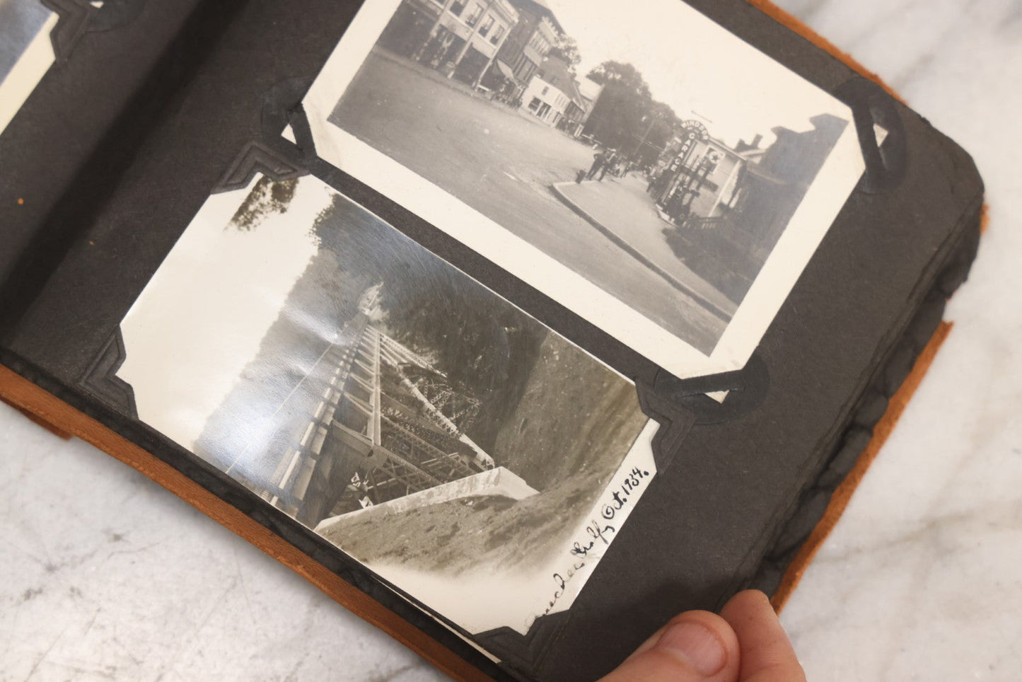 Lot 098 - Antique Snapshot Photograph Album With Leather Souvenir Cover From St. Petersburg, Florida, Containing 75+ Family Photos From New Hampshire And Vermont, Including World War One Soldier, Circa 1920s–1930s