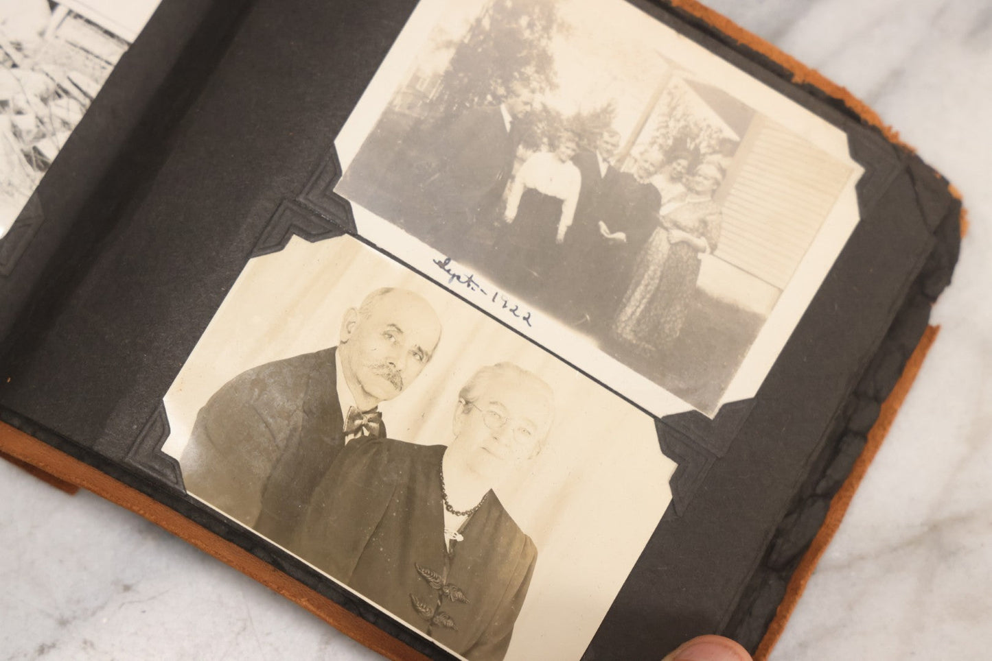 Lot 098 - Antique Snapshot Photograph Album With Leather Souvenir Cover From St. Petersburg, Florida, Containing 75+ Family Photos From New Hampshire And Vermont, Including World War One Soldier, Circa 1920s–1930s