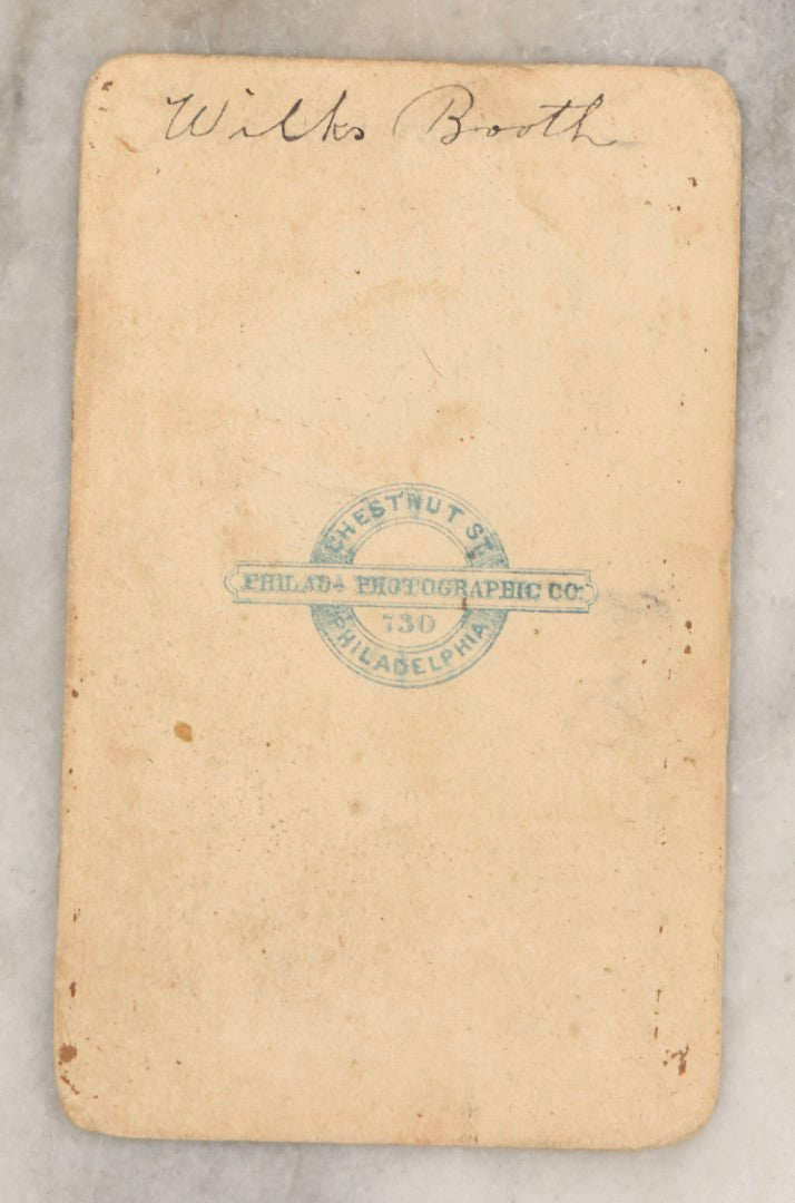 Lot 101 - Antique Carte De Visite C.D.V.. Photograph Of John Wilkes Booth, Actor And Assassin Of President Abraham Lincoln, Philadelphia Photographic Co.