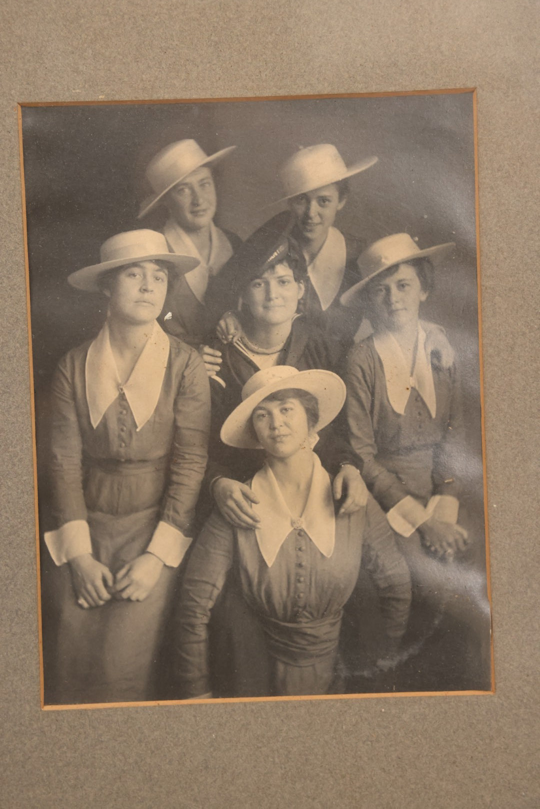 Lot 102 - Vintage Triptych Photographs Of Cross-Dressing Performer In Suit And Sailor Attire With Female Companions, Circa 1920s Framed With Custom Triple Mat, 22-7/8" x 12-1/8"
