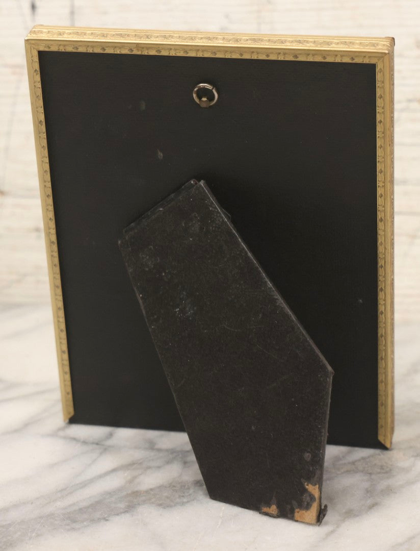 Lot 104 - Vintage Framed Photograph Of Smiling Nun In Backyard, Pressed Brass Frame, 5-1/2" x 6-7/8"