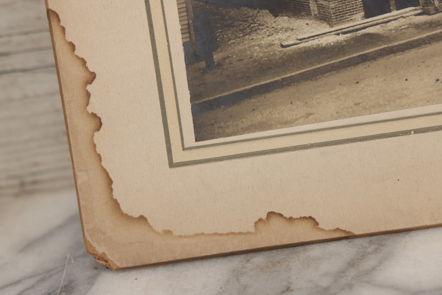 Lot 108 - Antique Boarded Occupational Photograph Of Brick Workers Atop Brainard Building, 65 High Street, Enfield, Connecticut, Under Construction, Circa 1909