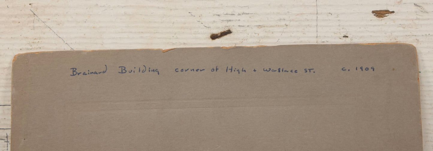 Lot 108 - Antique Boarded Occupational Photograph Of Brick Workers Atop Brainard Building, 65 High Street, Enfield, Connecticut, Under Construction, Circa 1909