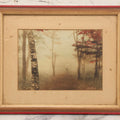 Lot 112 - Antique Hand-Colored Photograph By Ohdaira, Chuzenji, Japan, Landscape With Figure In Fog With Umbrella, 11-5/8" x 9-1/2"