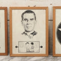 Lot 118 - Grouping Of Three Framed Pen And Ink Portrait Drawings Of Men By C.A.I. Endron (Or Similar), Including “Great Star” And “Cardile Delmore,” Dated 1962