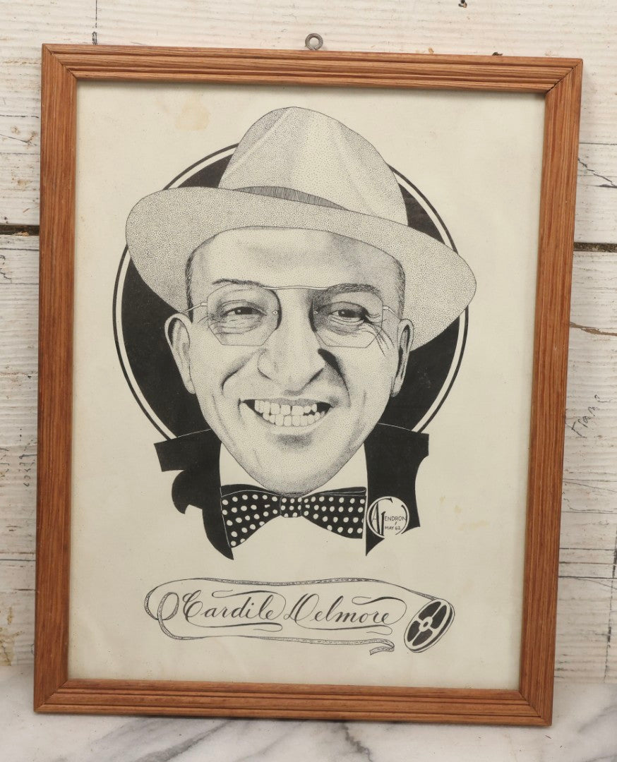 Lot 118 - Grouping Of Three Framed Pen And Ink Portrait Drawings Of Men By C.A.I. Endron (Or Similar), Including “Great Star” And “Cardile Delmore,” Dated 1962
