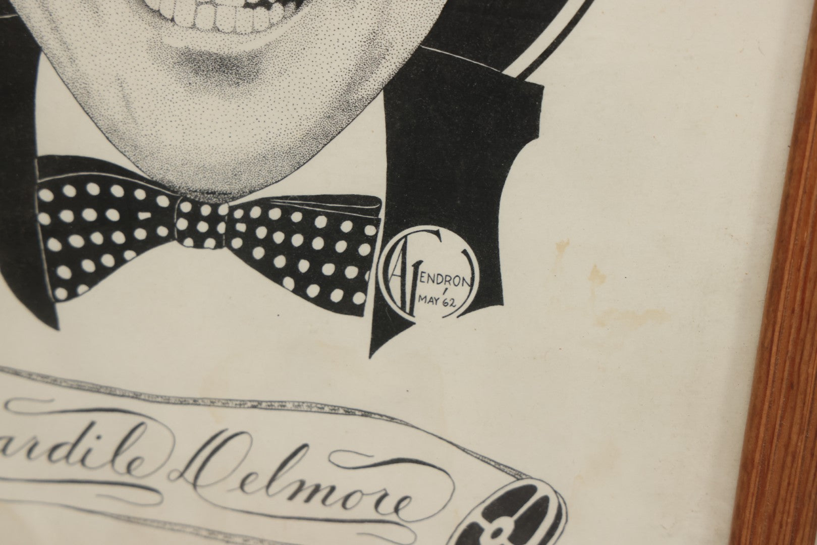 Lot 118 - Grouping Of Three Framed Pen And Ink Portrait Drawings Of Men By C.A.I. Endron (Or Similar), Including “Great Star” And “Cardile Delmore,” Dated 1962
