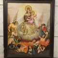 Lot 119 - Antique Chromolithograph Of Our Lady Of Mount Carmel With Souls In Purgatory, In Frame, 18-1/2" x 22-1/2"