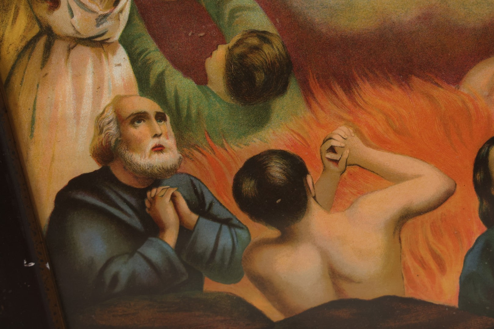 Lot 119 - Antique Chromolithograph Of Our Lady Of Mount Carmel With Souls In Purgatory, In Frame, 18-1/2" x 22-1/2"