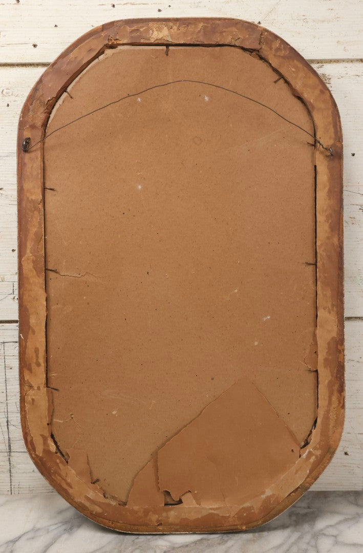 Lot 121 - Antique Chromolithograph Of Jesus With Stigmata And Sacred Heart, In Silver Bubble Frame, 14" x 22-1/4"