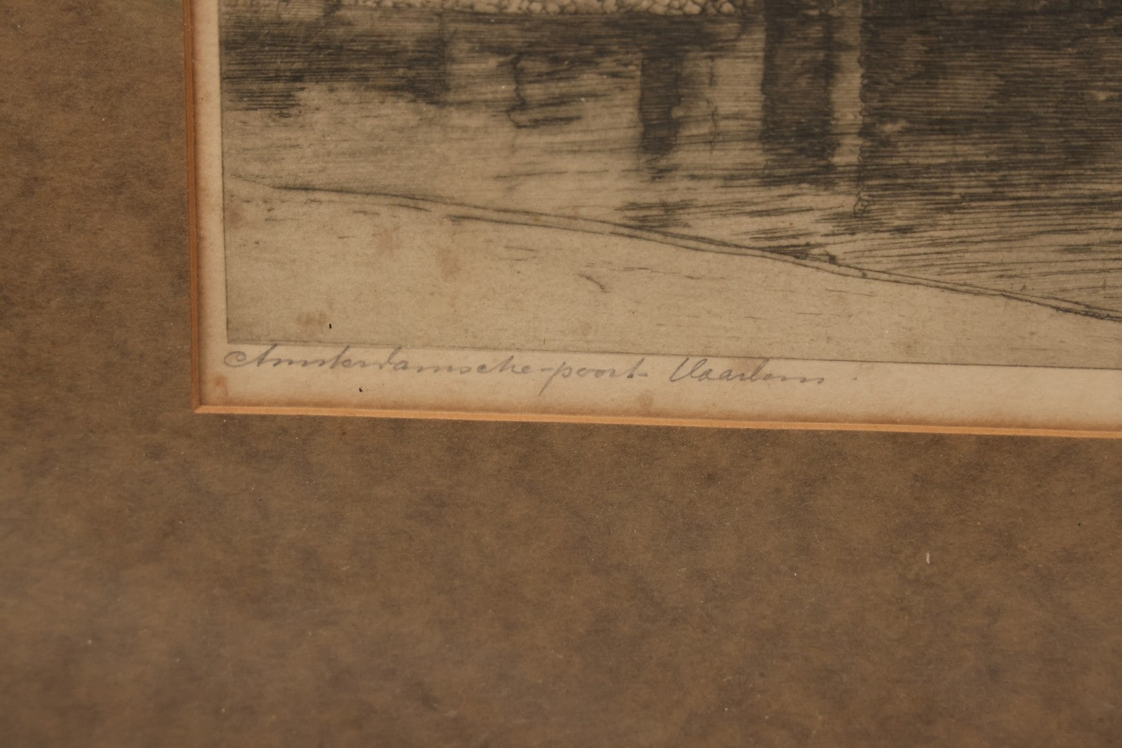 Lot 126 - Antique German Etching Of Castle With Turrets And Clock, Signed Jon Morfeaud, Kunsthandel Gebroeders Koch Label, In Frame, 13" x 15-1/8"