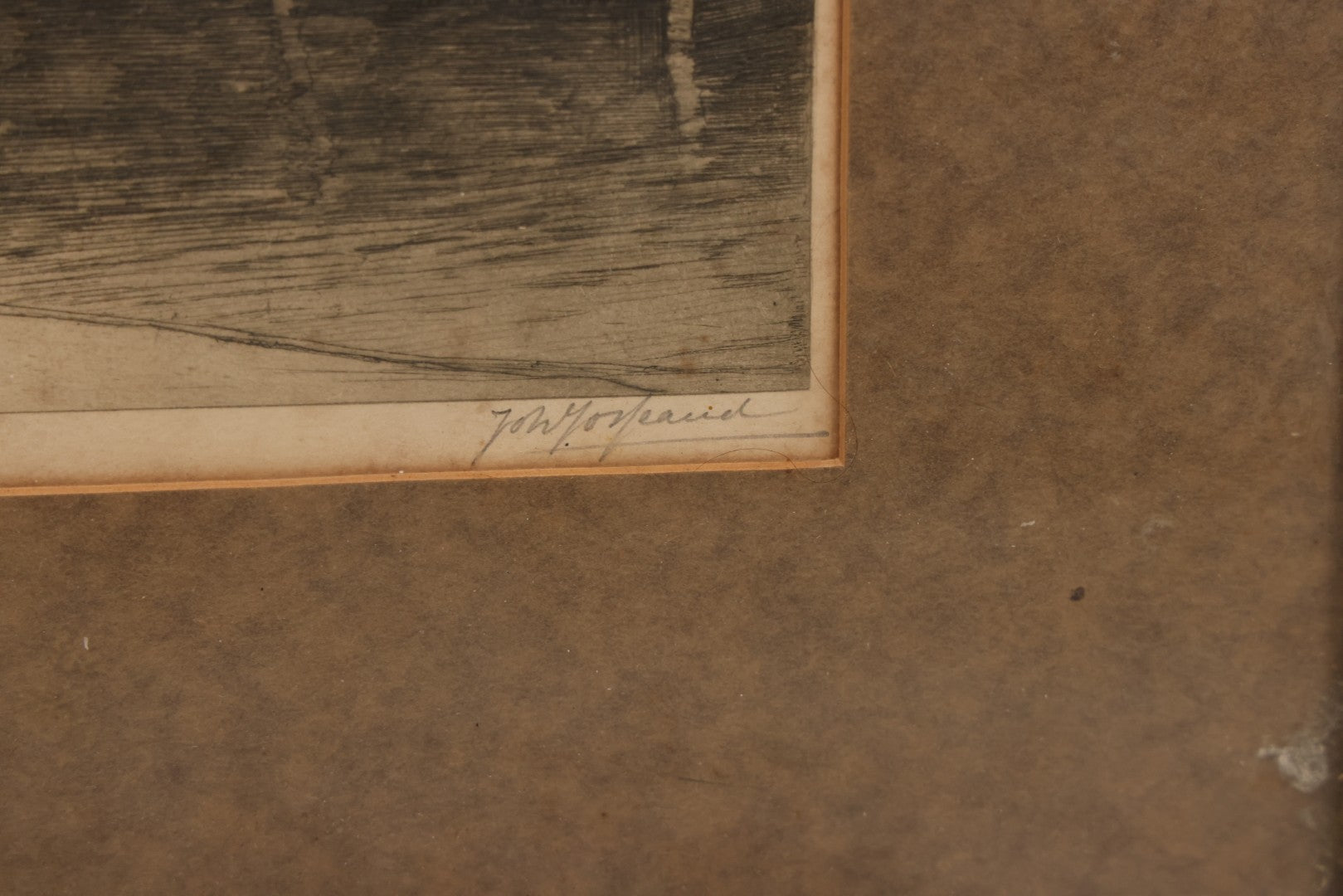 Lot 126 - Antique German Etching Of Castle With Turrets And Clock, Signed Jon Morfeaud, Kunsthandel Gebroeders Koch Label, In Frame, 13" x 15-1/8"