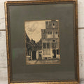 Lot 127 - Antique Charcoal Drawing Of European Street Scene, Unsigned, Firma Bosman & Co. Kunsthandel Den Haag Label, 11-1/4" x 13-1/4"
