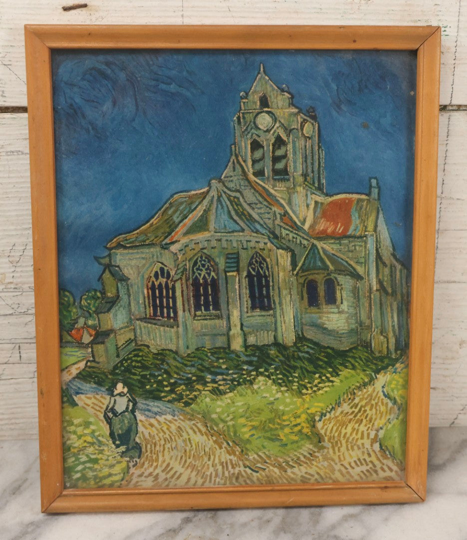 Lot 131 - Grouping Of Three Vintage Framed Artworks: 1937 Portrait Photograph Framed By Foster Bros., Boston; Photograph Of Peaked Hill Farm Entrance; And Reproduction Print Of Van Gogh's "Church At Auvers"