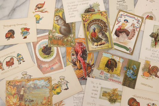Lot 146 - Grouping Of 21 Antique And Vintage Thanksgiving Postcards Including Embossed, Gibson Art Co., And Tuck Designs