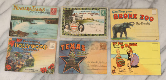 Lot 147 - Grouping Of Six Antique And Vintage Souvenir Postcard Folders Including Florida, Texas, The Bronx Zoo, Mount Vernon, Hollywood, And Niagara Falls
