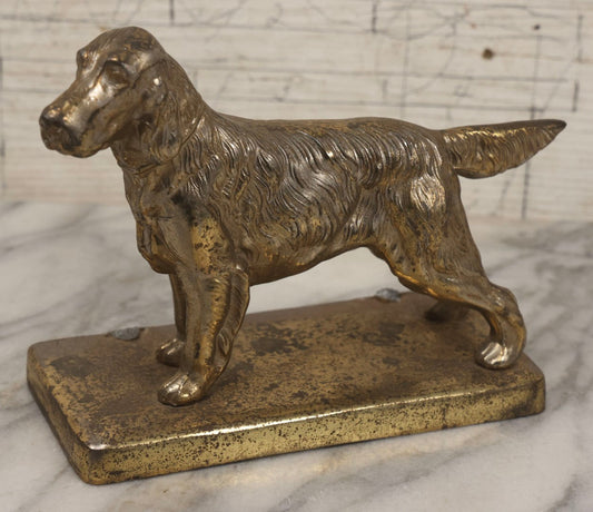 Lot 151 - Vintage Cast Pot Metal Cocker Spaniel Dog Statue With Brass Finish, Former Bookend
