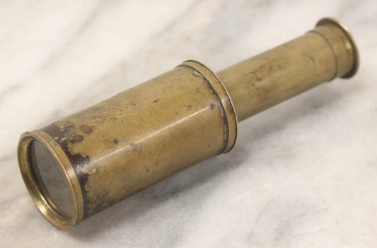 Lot 152 - Antique Miniature Two-Section Telescoping Brass Spyglass, 4-3/8" L
