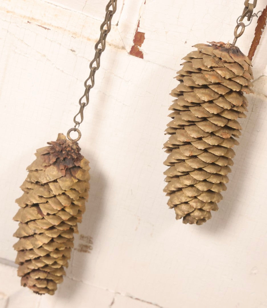 Lot 163 - Antique Folk Art Wooden Cuckoo Clock Cover With Spring-Mounted Cuckoo And Gilt Pine Cone Weights