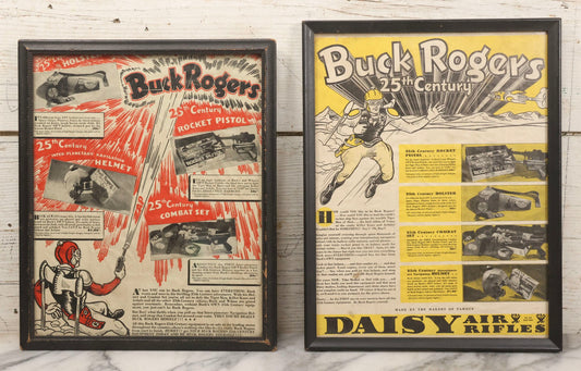 Lot 173 - Pair Of Vintage Framed Advertisements For Buck Rogers 25th Century Pistol And Accessories By Daisy Air Rifles